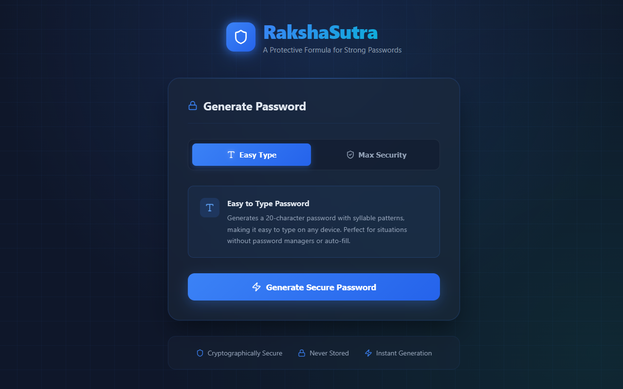 RakshaSutra Easy Type Mode